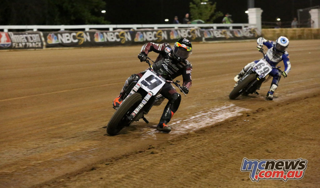 Jared Mees takes victory ahead of Sammy Halbert at the Red Mile AFT round - Image by American Flat Track/Mitch Friedman