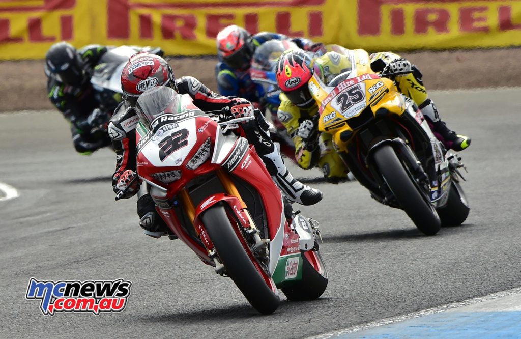 Jason O'Halloran took 4th and 7th place finishes at Knockhill and is now placed fifth in championship chase - Here he is chased by fellow Aussie Josh Brookes - Image by Jon Jessop