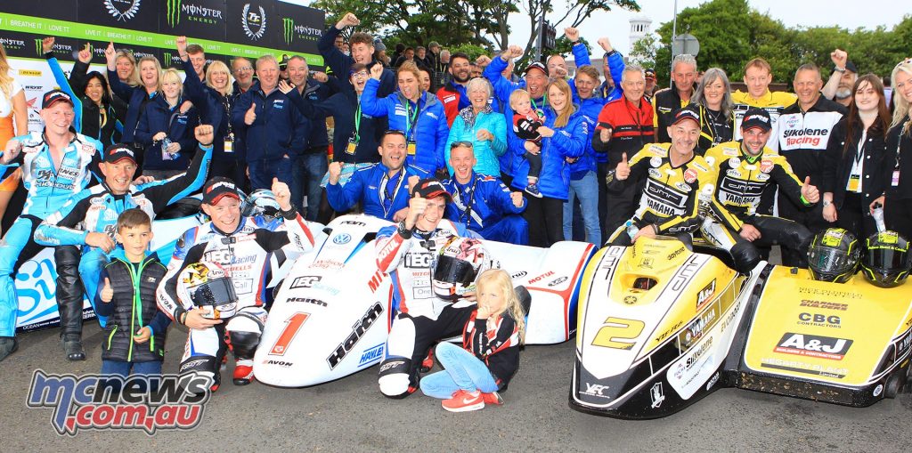 Tom and Ben Birchall claims the opening Sidecar TT win at IOMTT 2017 - The eventual winning margin over John Holden/Lee Cain was 25.6s with Dave Molyneux/Dan Sayle holding onto third