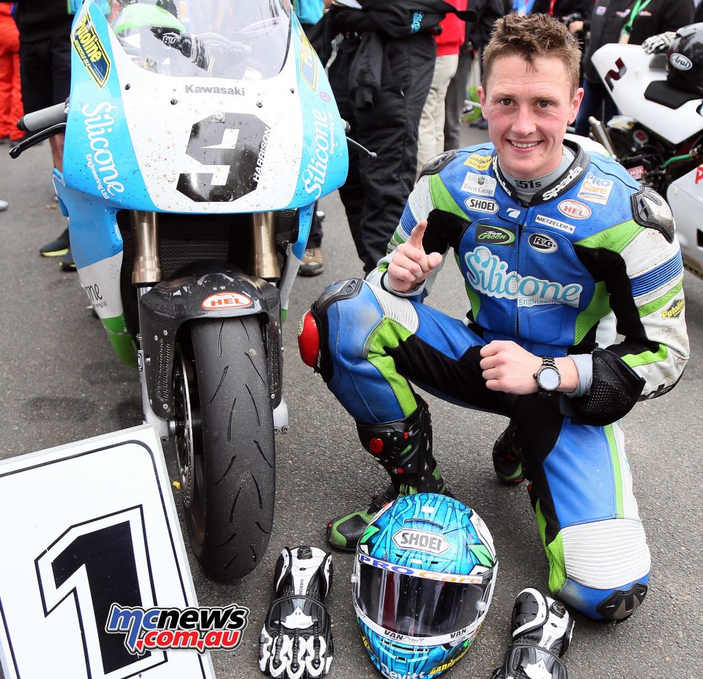 Dean Harrison takes the win in the Motorsport Merchandise Superbike Classic TT Race. Photo Stephen Davison