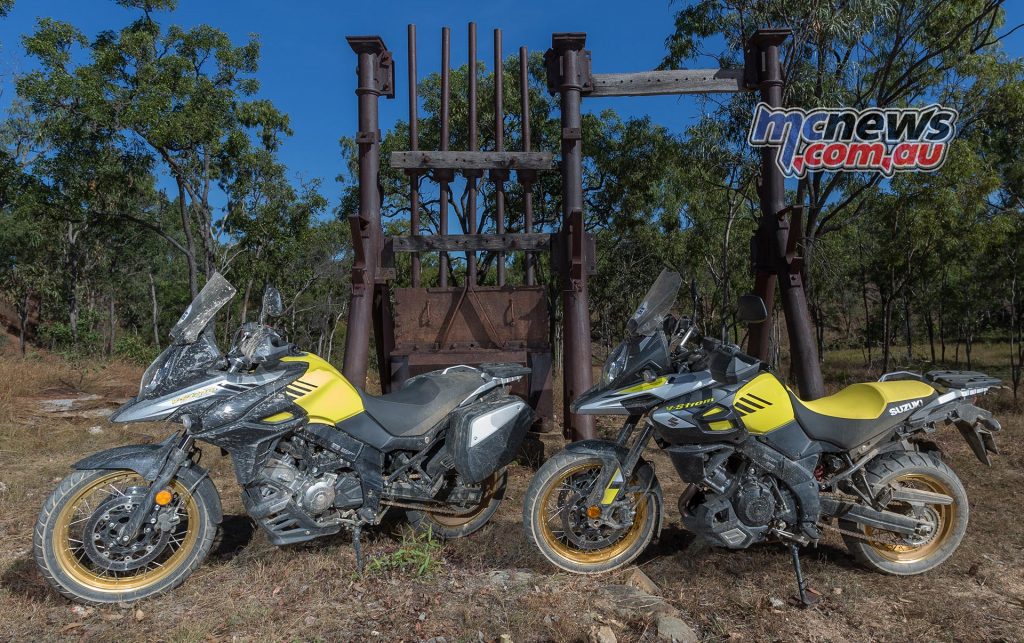 Suzuki DL650 (Left, with luggage), outsells DL1000 (right) by three to one. Both are pictured here in XT guise with spoked rims, engine cowl and handguards. The base DL650 sells for $10,990 +ORC while the DL1000 starts at $15,790 +ORC