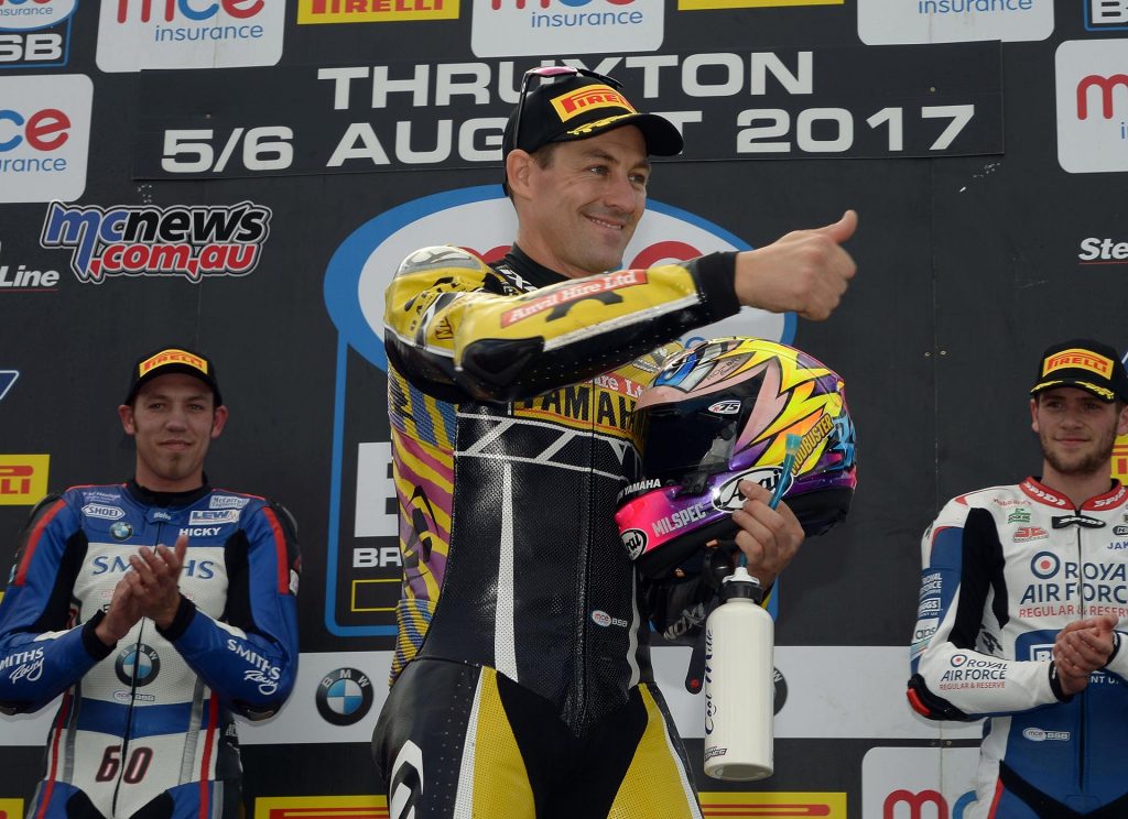 BSB 2017 - Round Seven - Thruxton - Superbike Race One Results Josh Brookes (Anvil Hire TAG Yamaha) Peter Hickman (Smiths Racing BMW) +1.026s Jake Dixon (RAF Reserves Kawasaki) +1.774s