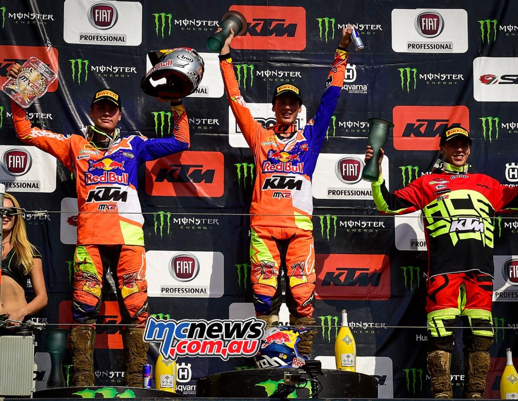 MX2 Overall Top Ten Jorge Prado Garcia (ESP, KTM), 47 points Pauls Jonass (LAT, KTM), 41 p. Julien Lieber (BEL, KTM), 38 p.