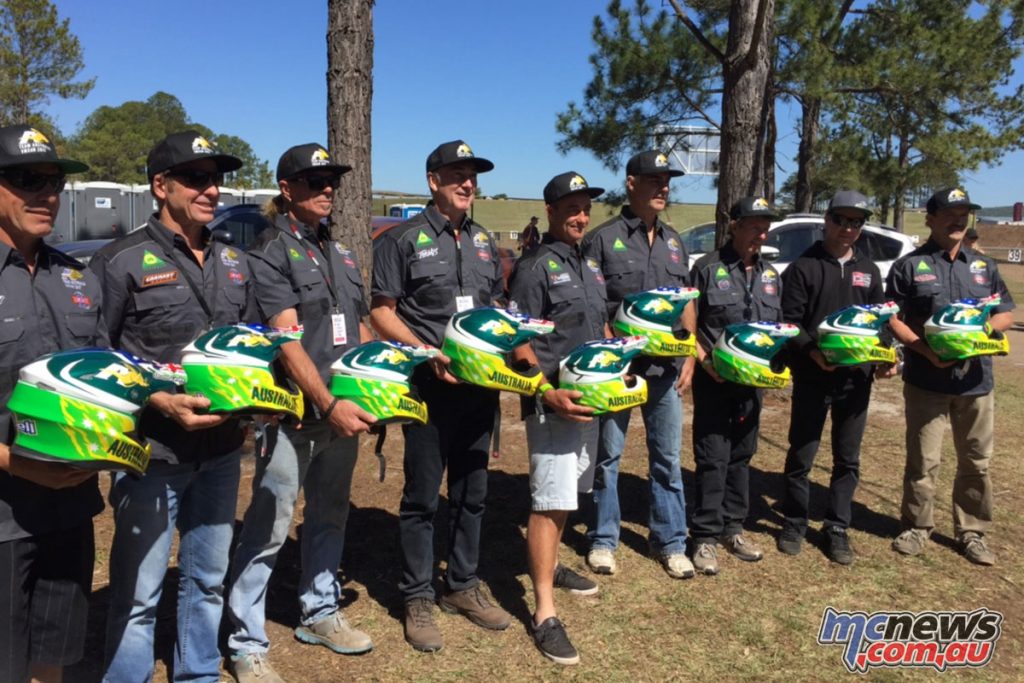 Australian Motocross Team helmets painted by Mark Brown.