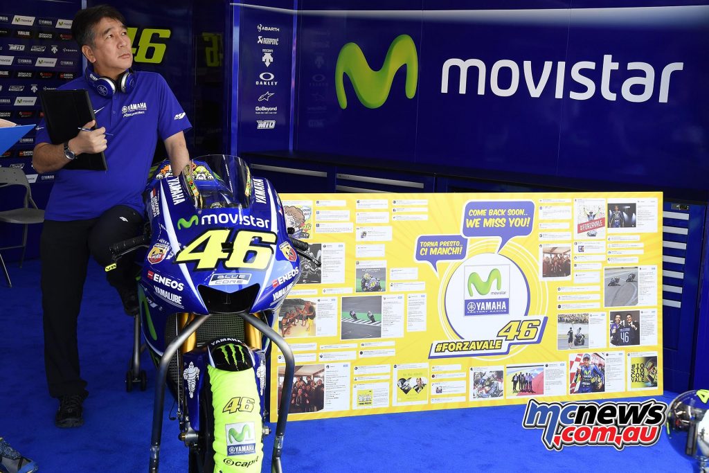 Valentino Rossi's M1 was a lonely sight at Misano