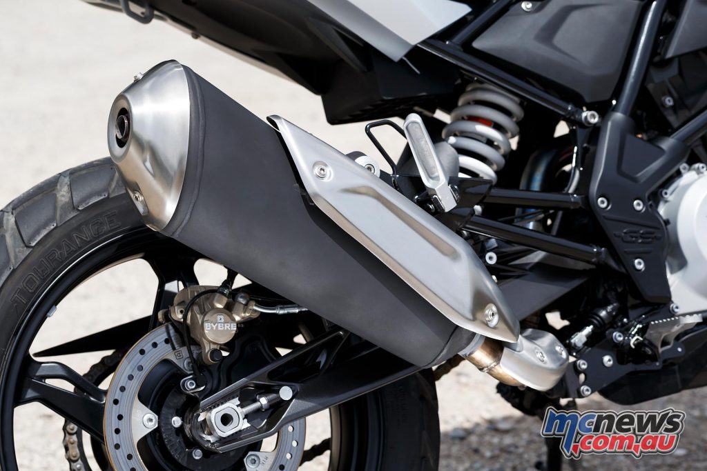 The swingarm is also longer than a conventional design at 650mm