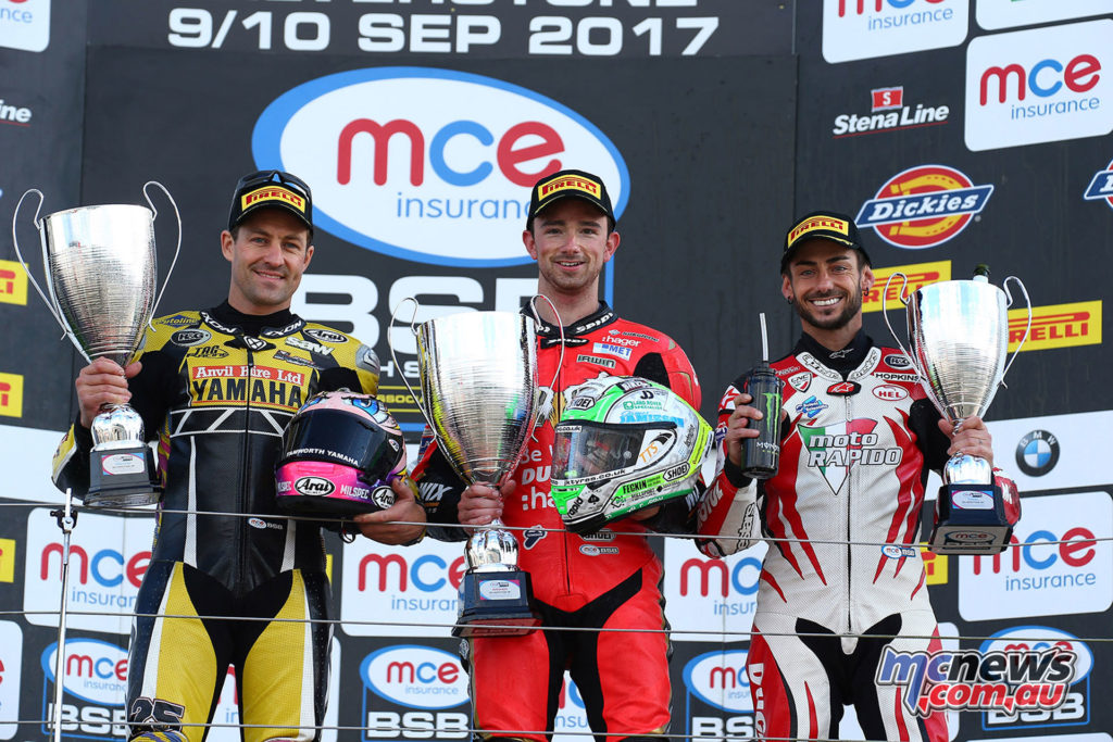 BSB Silverstone Race 1 Podium - Brookes, Irwin, Hopkins