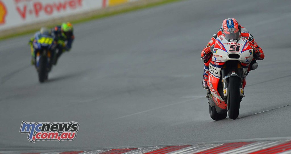 Danilo Petrucci came from behind to fight his way through the pack and made it three Ducati machines in the top six