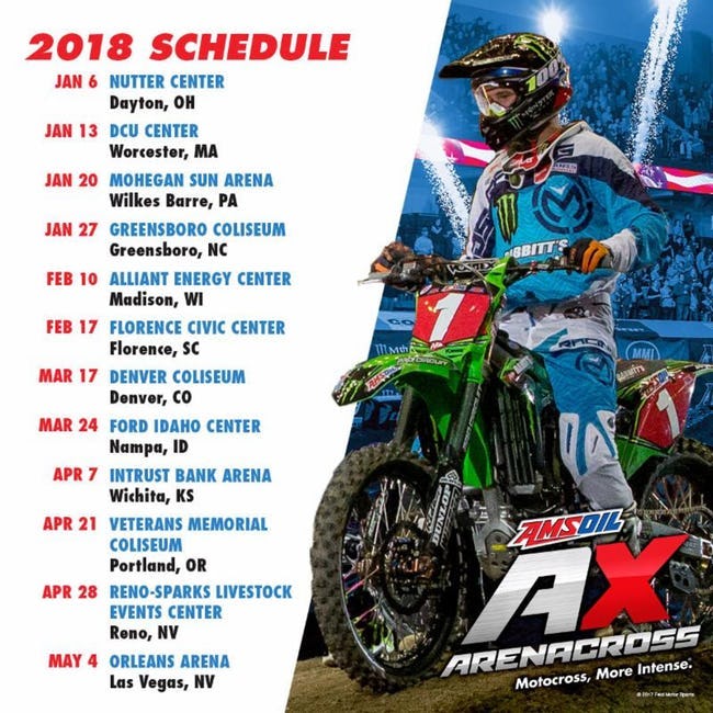 2018 Amsoil Arenacross Schedule