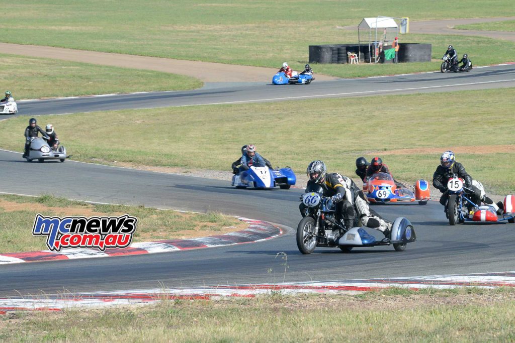 Geoff and Zane Dodds lead the combined side car race on Friday
