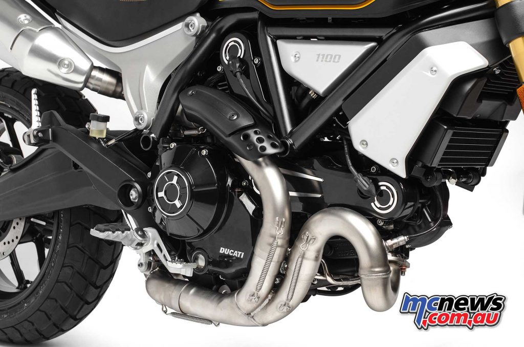 The Scrambler 1100 also includes larger diameter exhaust pipes