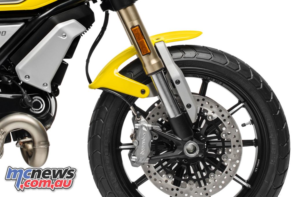 The front mudguard is held in place by aluminium supports