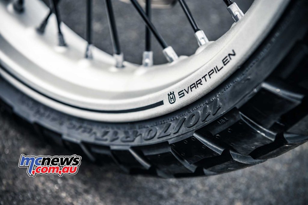 Knobbly Pirelli tyres particularly help the Svartpilen stand out
