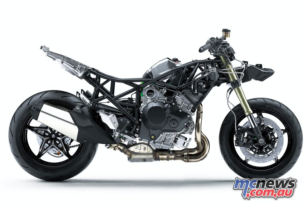 The Ninja H2 SX features a redesigned trellis frame