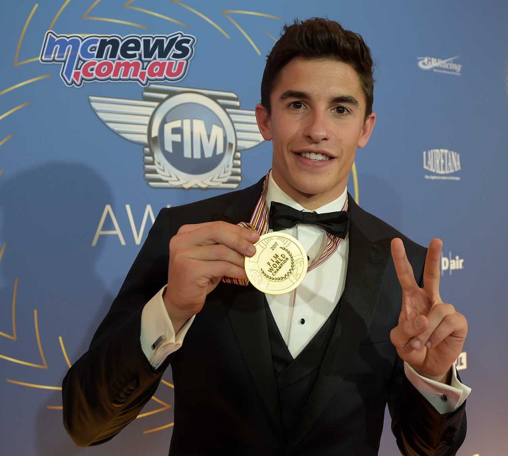 Marc Marquez (SPA) got his medal following a stunning 2017 - taking his fourth MotoGP crown in five years