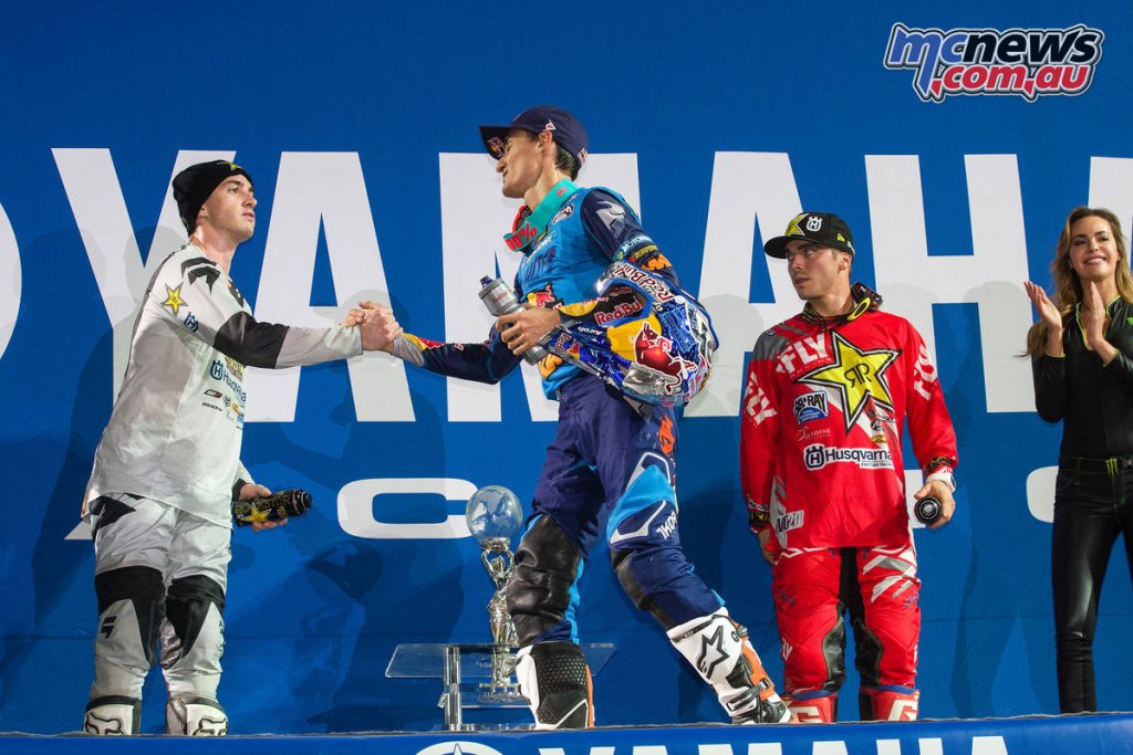 Paris Supercross 2017 - Saturday Podium - Zach Osborne, Marvin Musquin, Dean Wilson