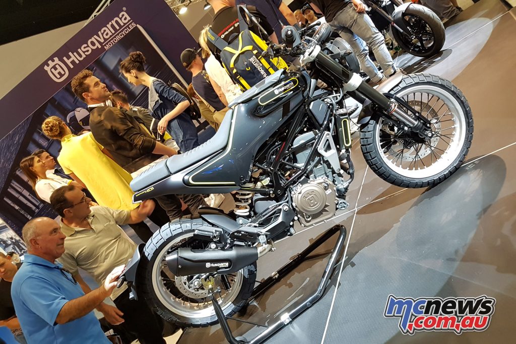 The 2018 Husvarna Svartpilen 401 uncovered at the Sydney Motorcycle Show