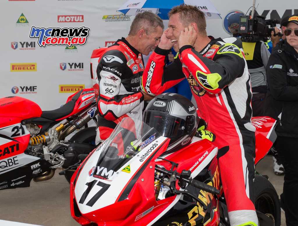 Troy Bayliss and Troy Herfoss raced wheel to wheel in the ASBK season opener at Phillip Island - TBG Image