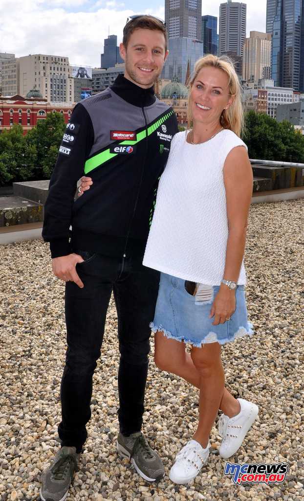 Jonathan Rea with Tatia in Melbourne this morning - Image Colvin
