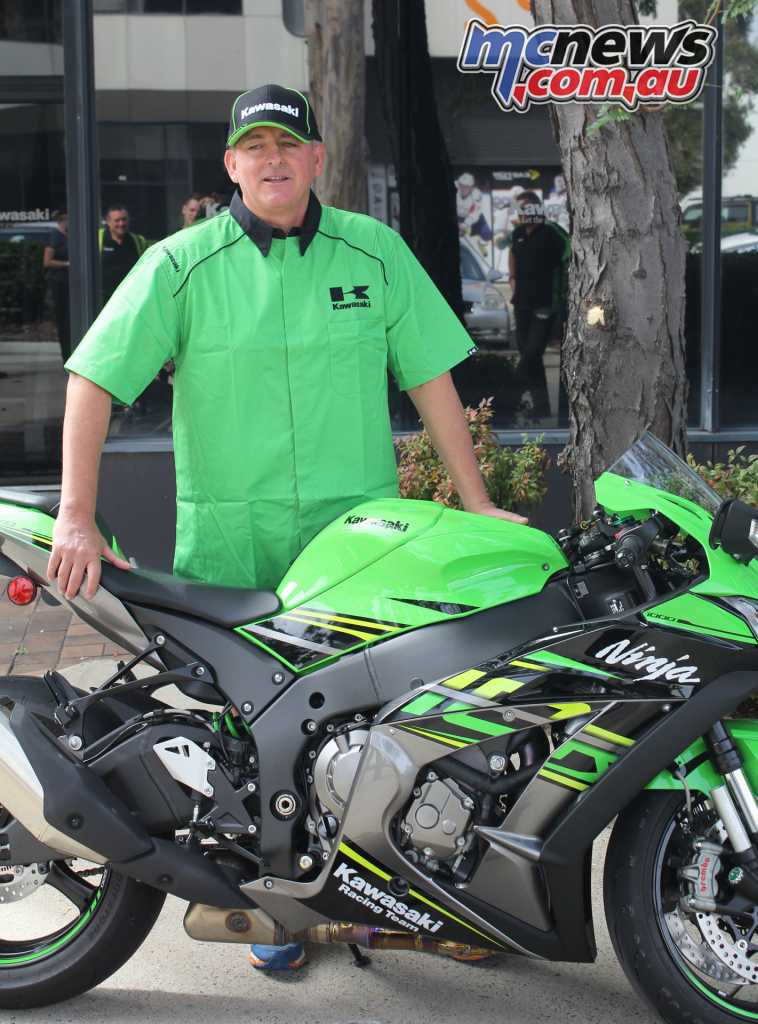 Ben Felten picking up his Kawasaki ZX-10R from Kawasaki