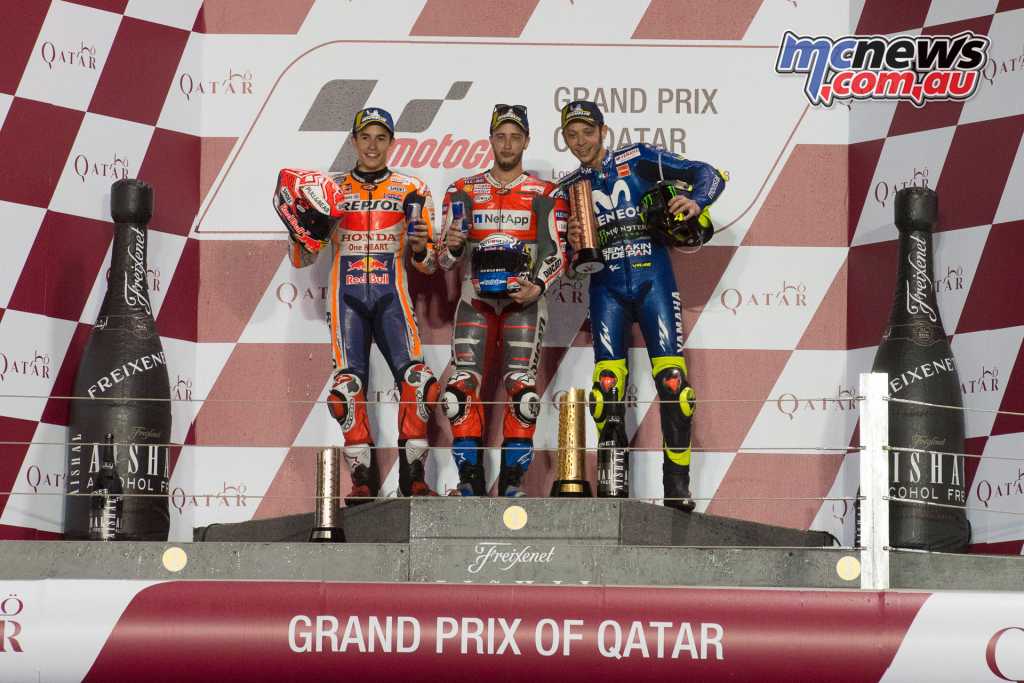 The MotoGP Podium saw Dovizioso on the top step from Marc Marquez and Valentino Rossi