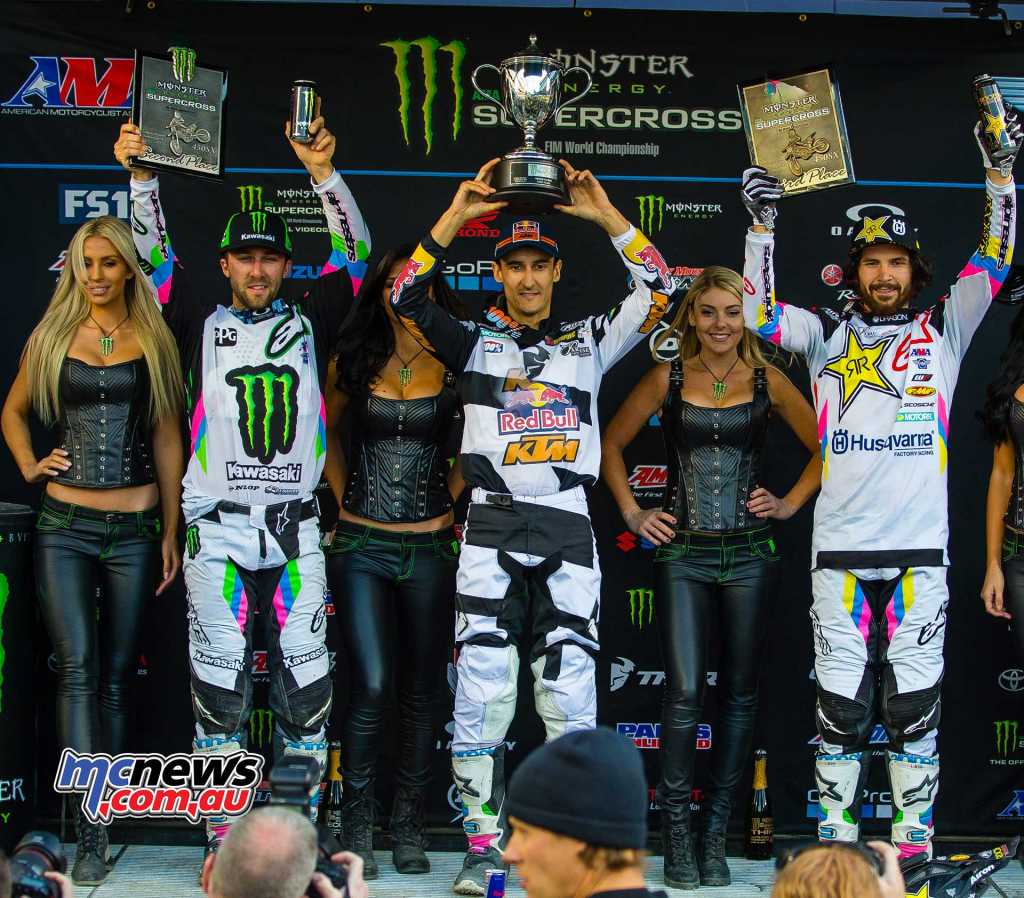 AMA SX 2018 - Round 15 450SX Podium - Musquin took the top spot from Tomac and Anderson
