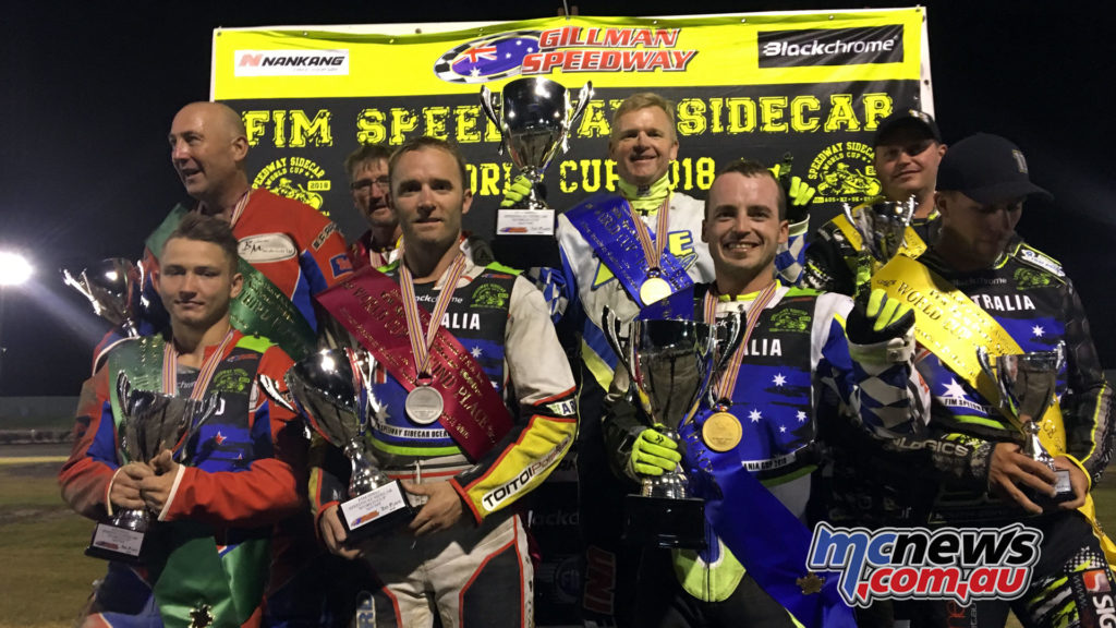 Australia's Treloar and Headland took out the Speedway Sidecar World Cup, as well as Oceania Championship victory at Gillman Speedway