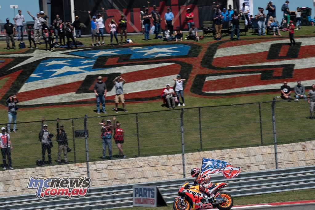Marc Marquez carried a Nicky Hayden flag in Texas
