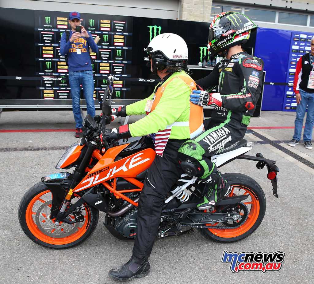 Zarco got a lift on the back of a KTM at COTA, next time he will be at the controls rather than pillion! - Image by AJRN