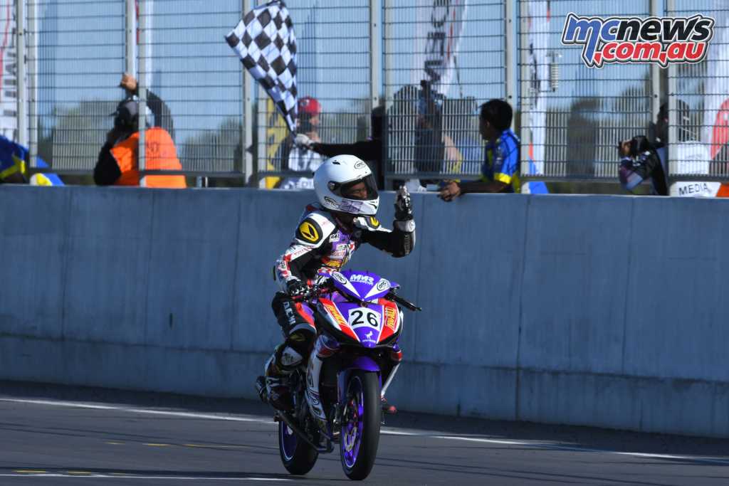 Md Haziq Md Fairues took the Underbone 150 win 