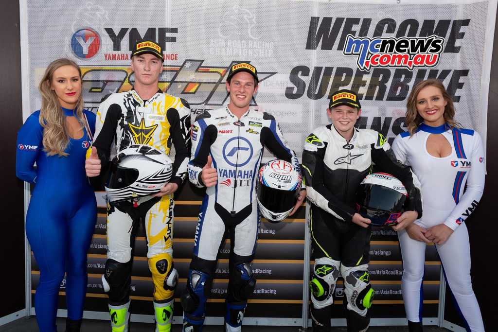 Supersport 300 Race Two Results Tom Bramich - Yamaha Hunter Ford - Yamaha +0.291 Harry Khouri - Yamaha +2.878