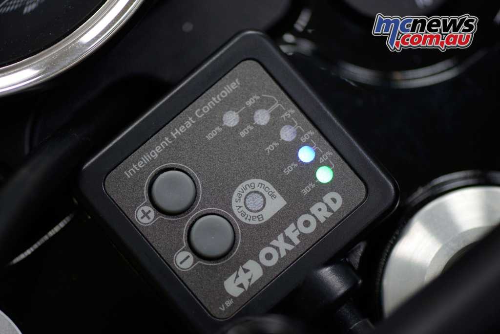 The Oxford HotGrips control box, allowing easy control of temperature settings