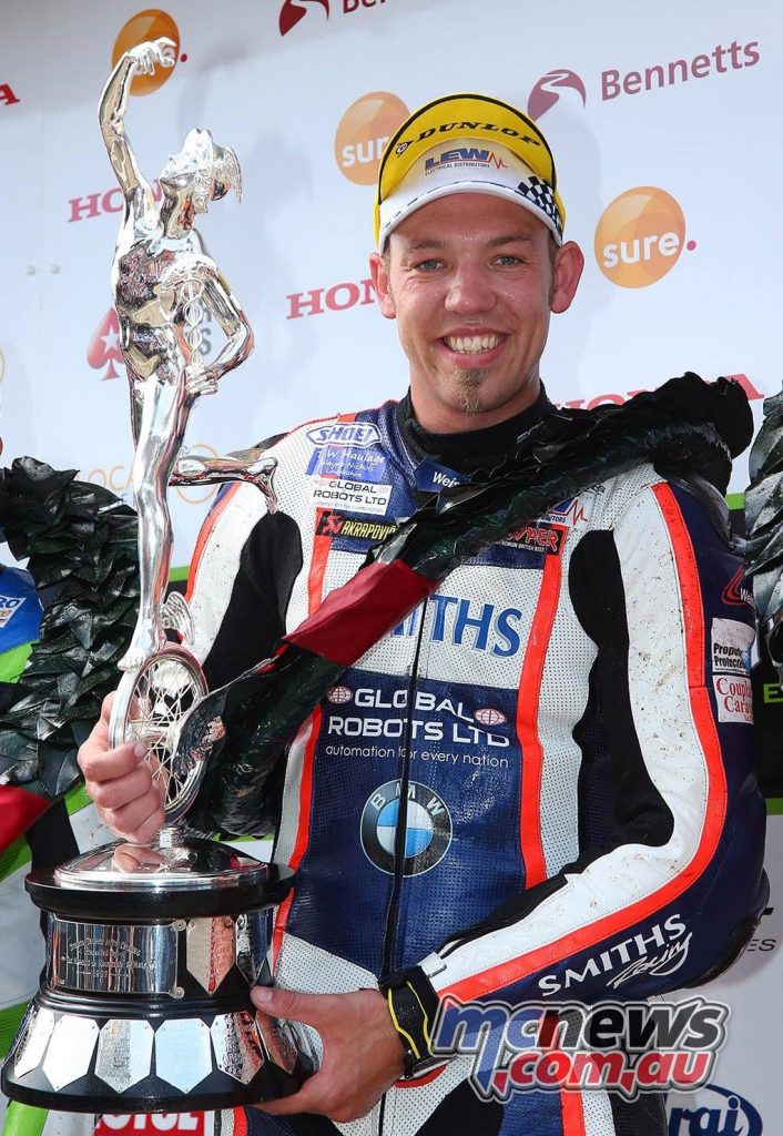 Peter Hickman with his trophy for winning 2018 Senior TT