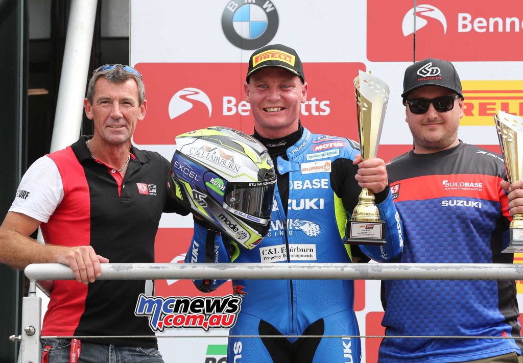 BSB Brands Hatch Billy Mconnell Troy Corser on the Podium ImageDYeomans