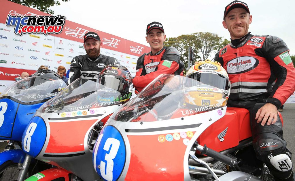 Classic TT Junior Dominic Herbertson Podium Jamie Coward Lee Johnston Classic TT Junior Dominic Herbertson Podium Jamie Coward Lee Johnston