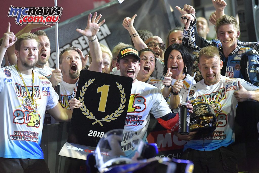 WSBK Losail WSSP Sandro Cortese celebrating the title