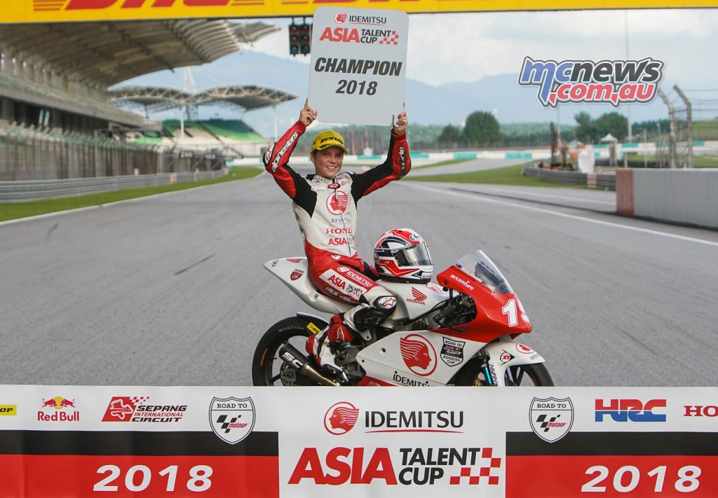 Asia Talent Cup Billy Van Eerde Champ sign