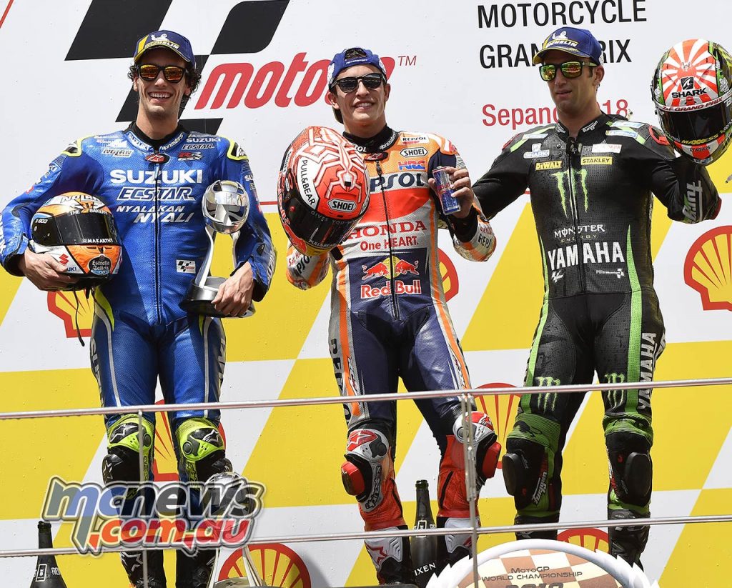 MotoGP Malaysia Race Podium Marquez Rins Zarco