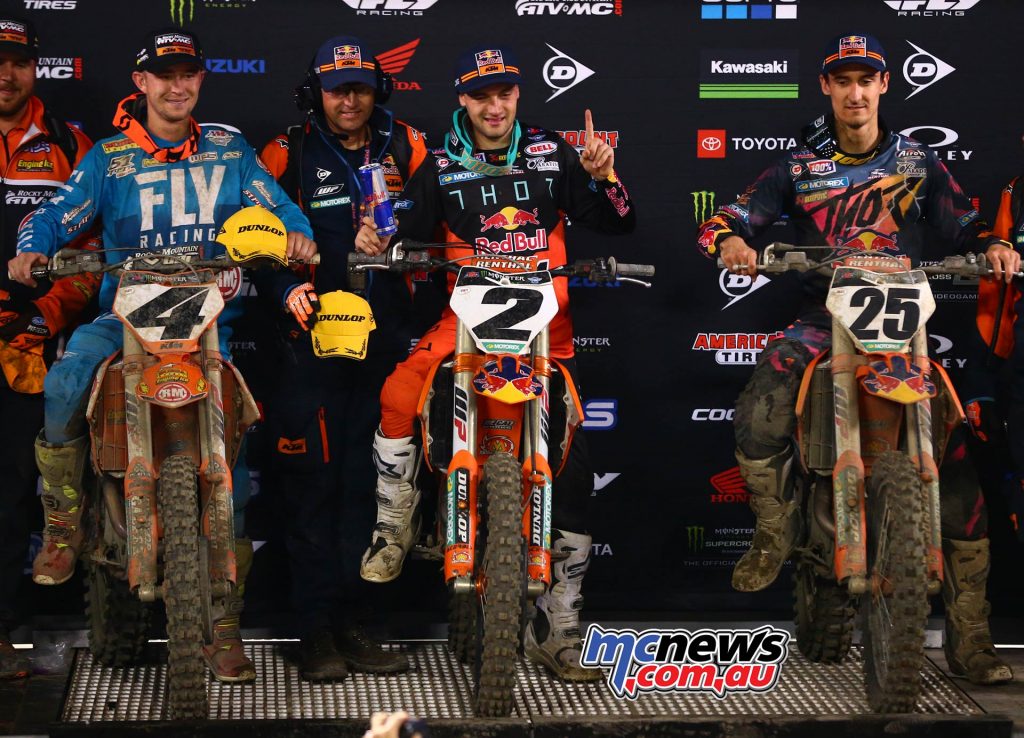 AMA SX Rnd Oakland Podium KTM Webb Baggett Musquin J K