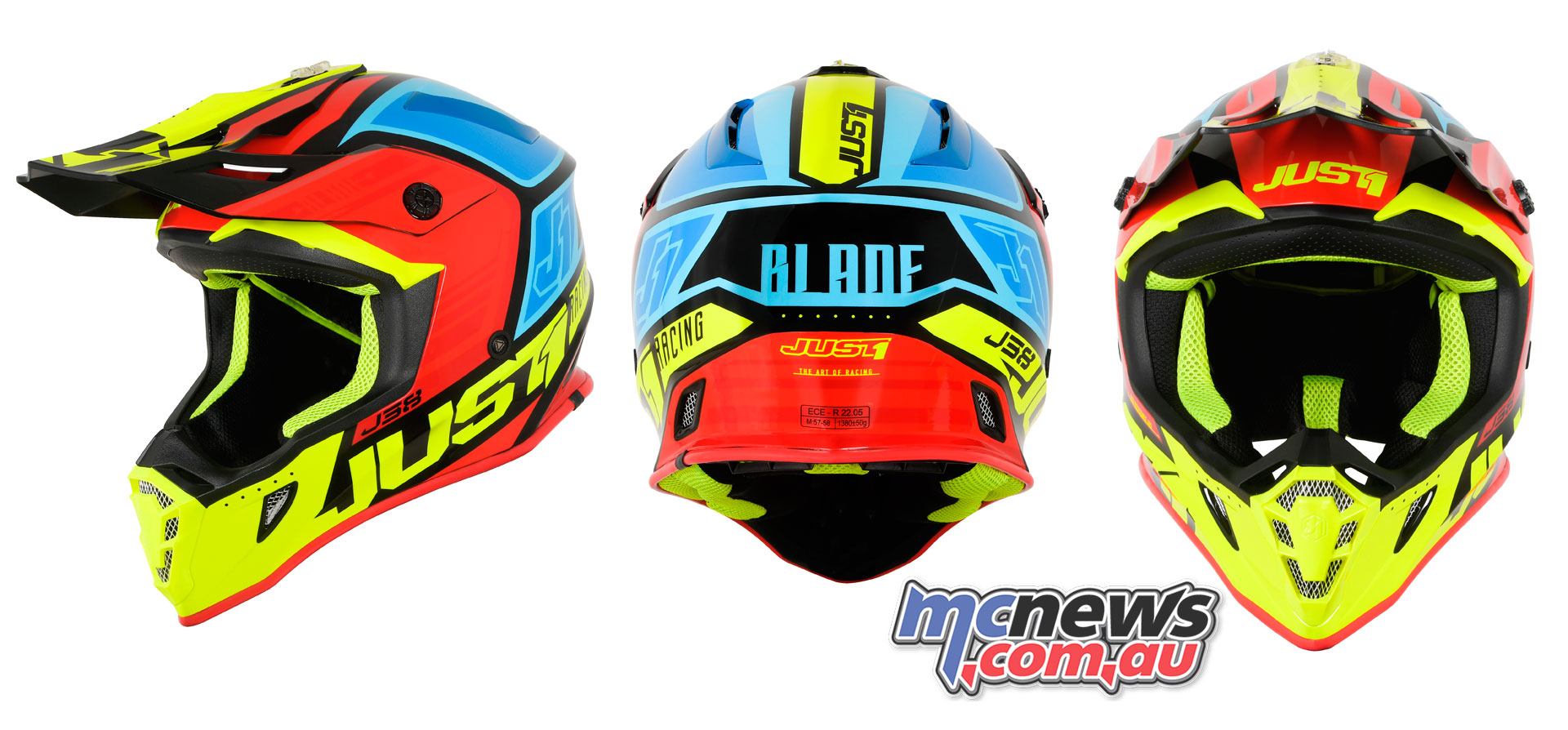 Just 1 Helmets J38 Blade XS Blue-Fluo Yellow-Gloss Black