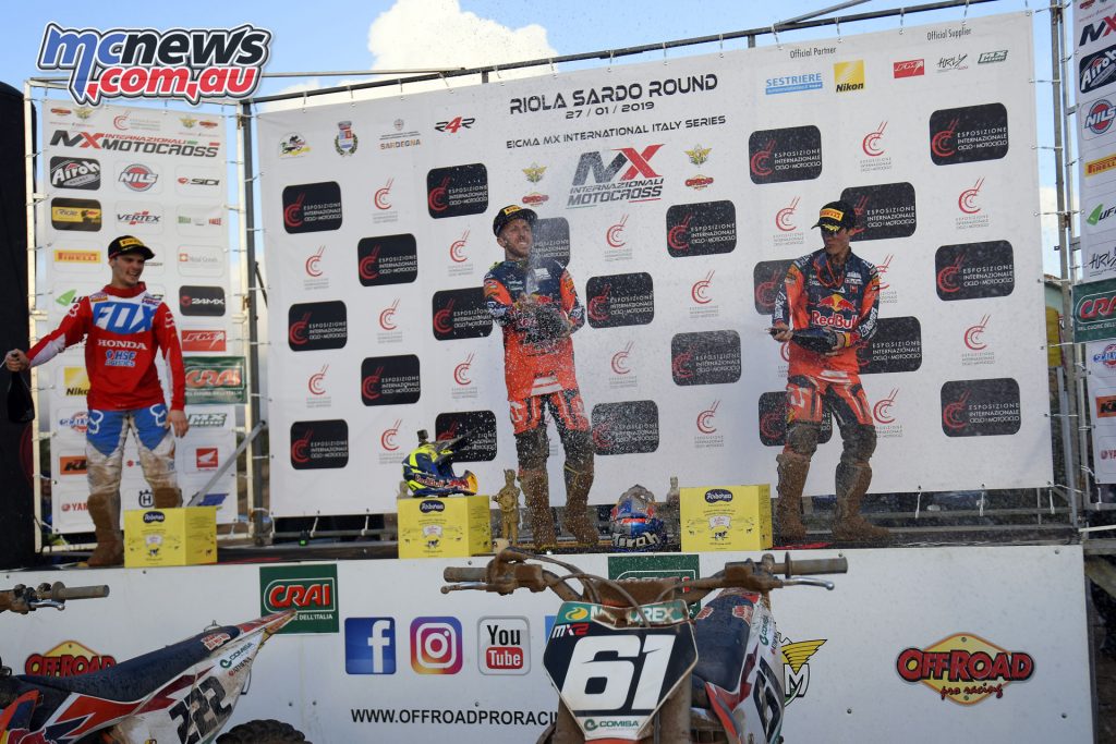 MXGP Rnd Riola Sardo Cairoli podium Supercampione