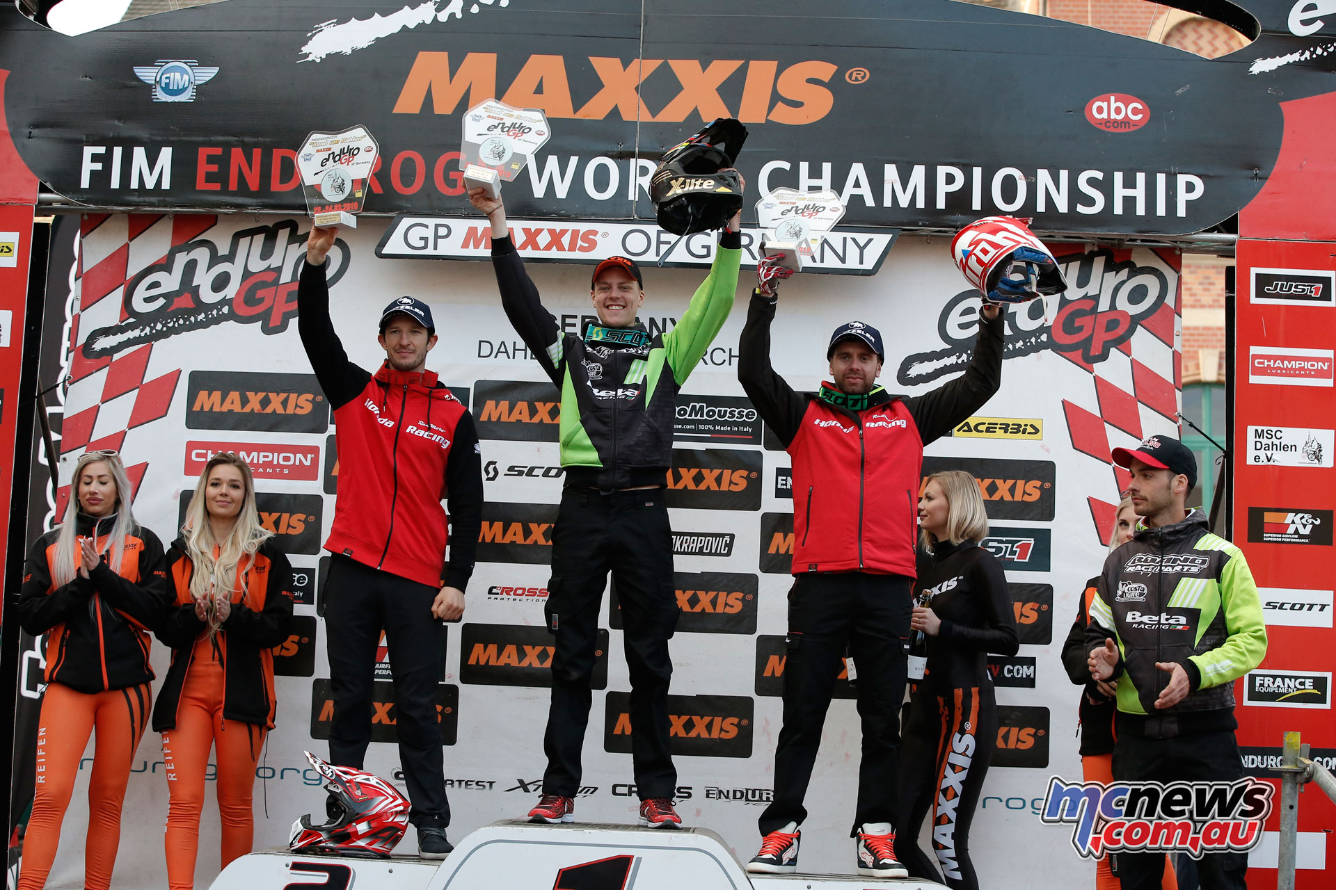 EnduroGP Rnd Germany E Day podium EnduroGP Rnd Germany E Day podium