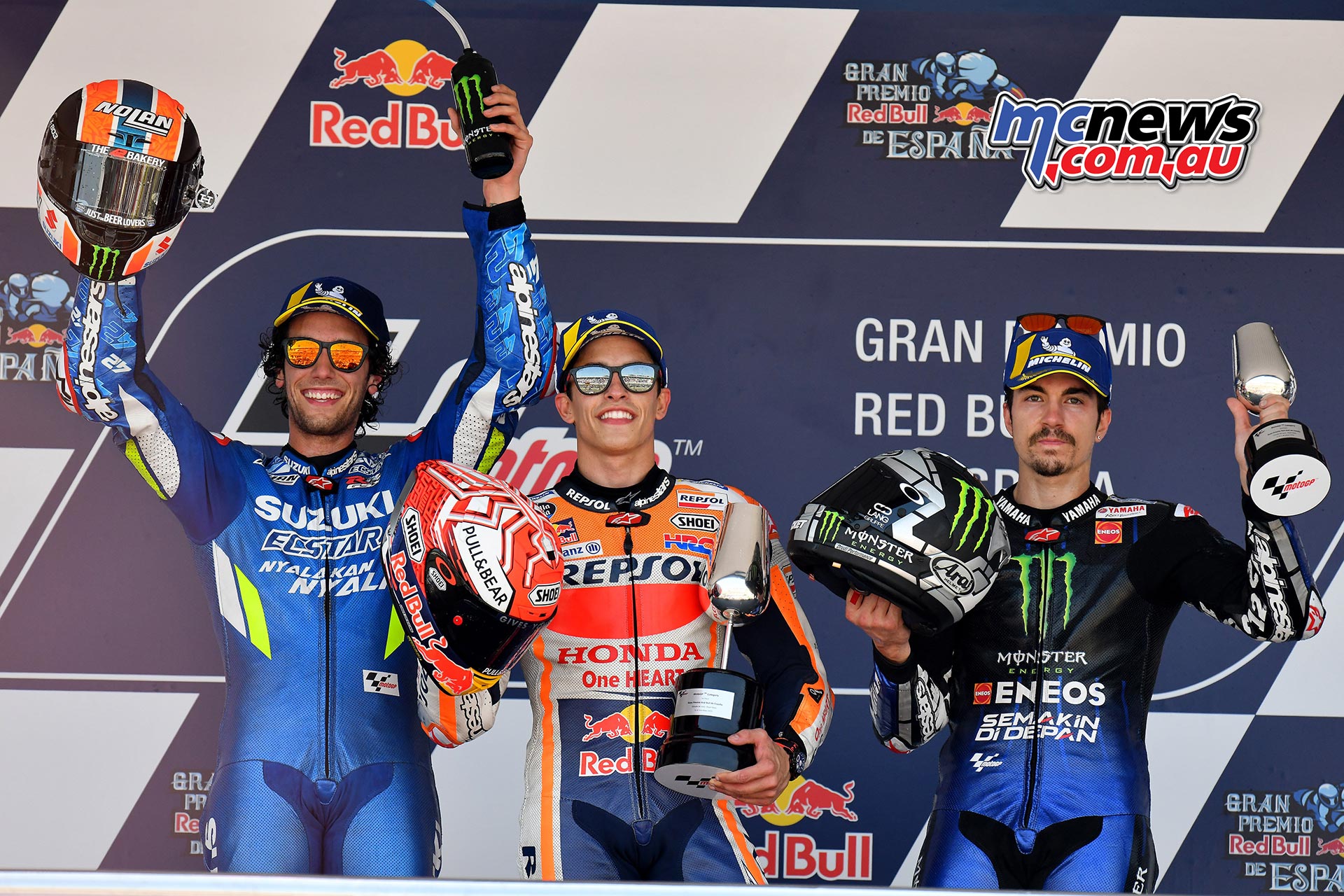 MotoGP Rnd Jerez Marquez Podium Rins Vinales