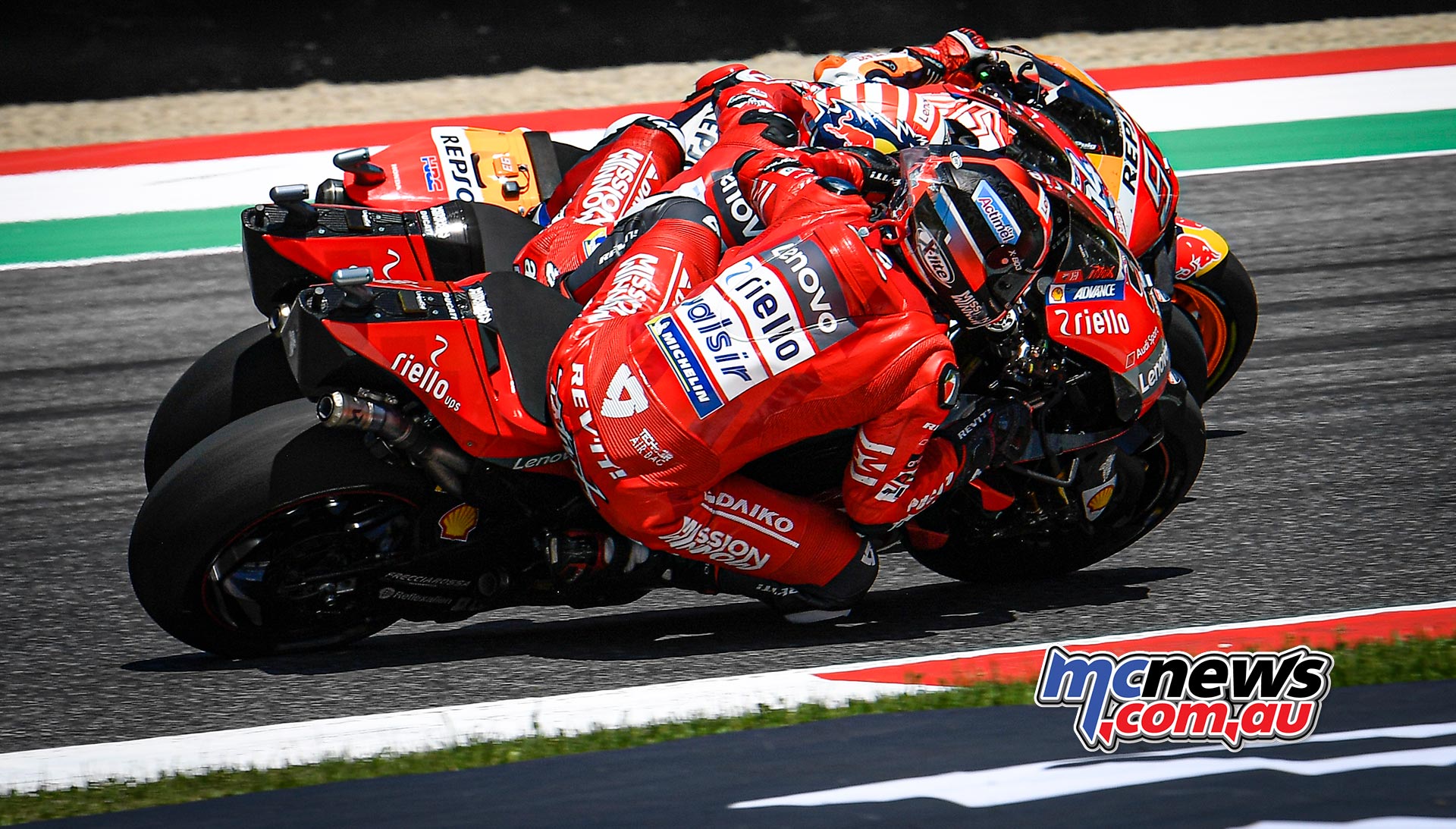 MotoGP Rnd Mugello Race Petrucci Dovizioso Marquez Close MotoGP Rnd Mugello Race Petrucci Dovizioso Marquez Close