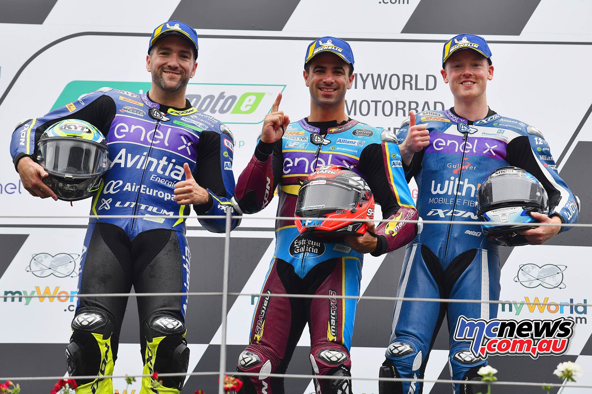 MotoGP Rnd RedBullRing Race MotoE Podium Simeon Di Meglio Smith MotoGP Rnd RedBullRing Race MotoE Podium Simeon Di Meglio Smith