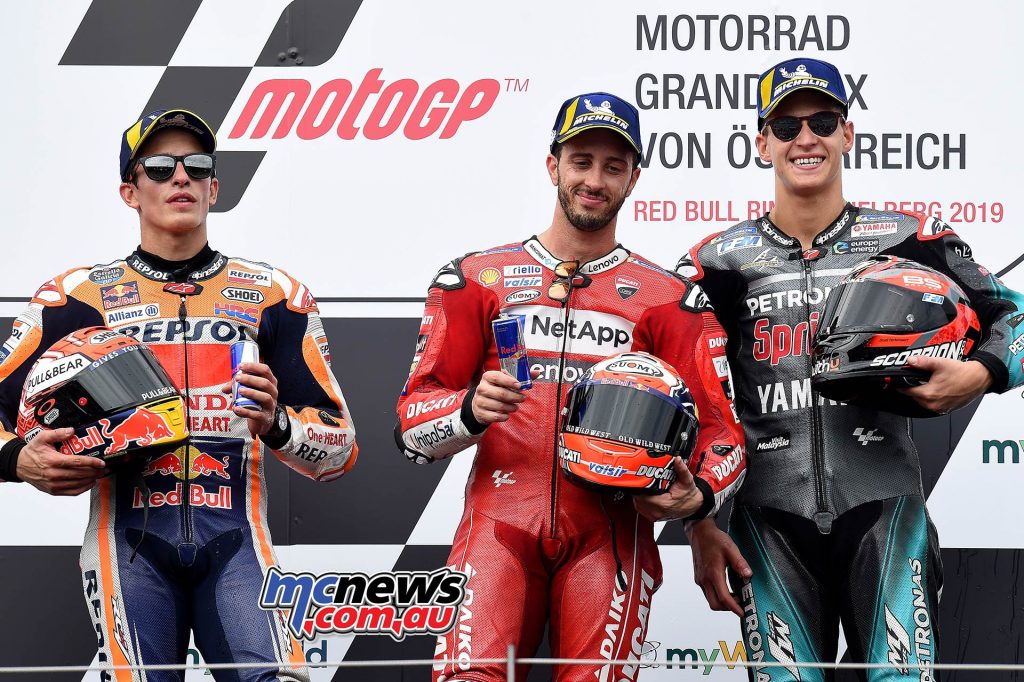 MotoGP Rnd RedBullRing Race Podium Dovizioso Marquez Quartararo