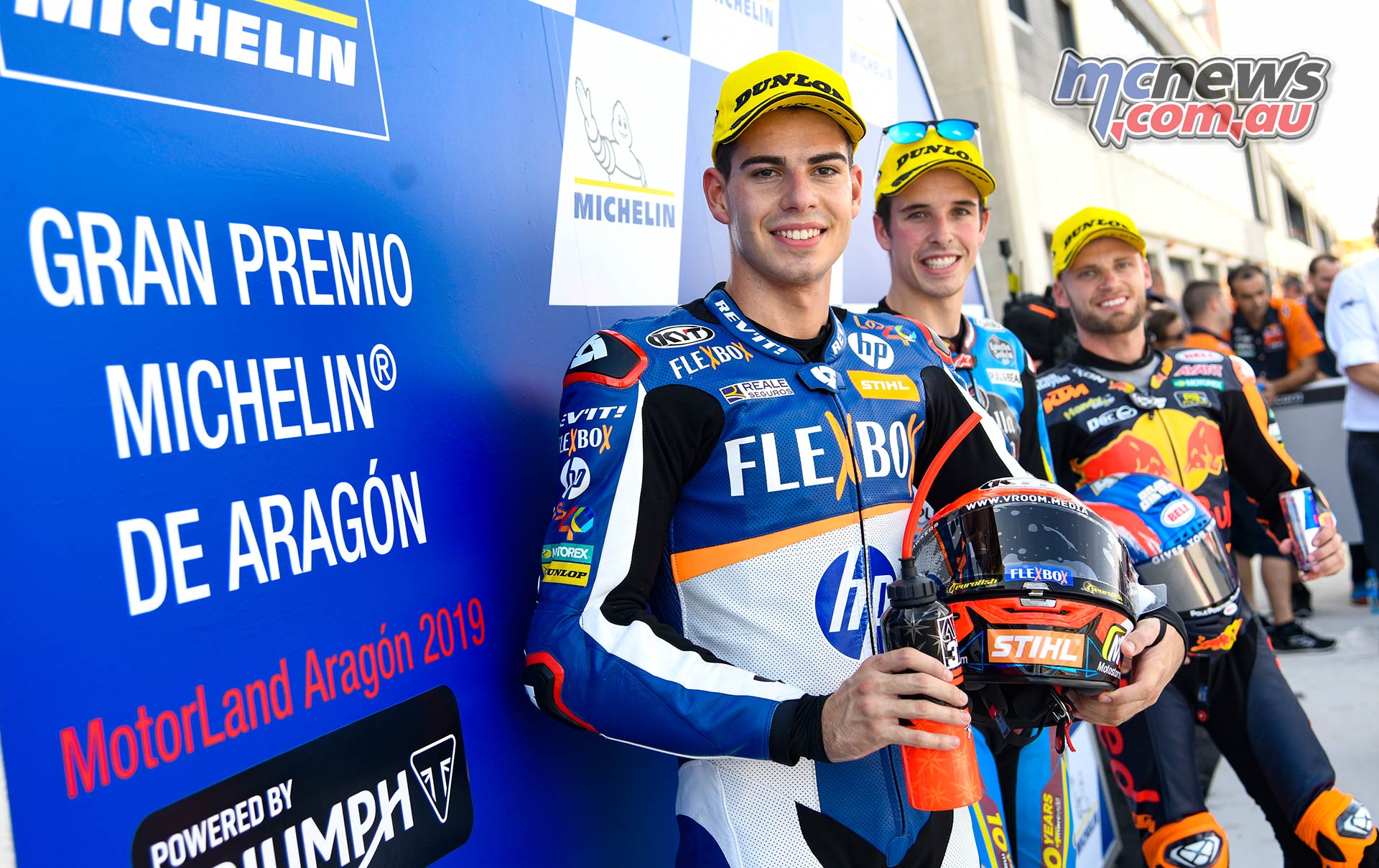 MotoGP Rnd Aragon QP Moto Front row L R Fernandez Marquez and Binder MotoGP Rnd Aragon QP Moto Front row L R Fernandez Marquez and Binder