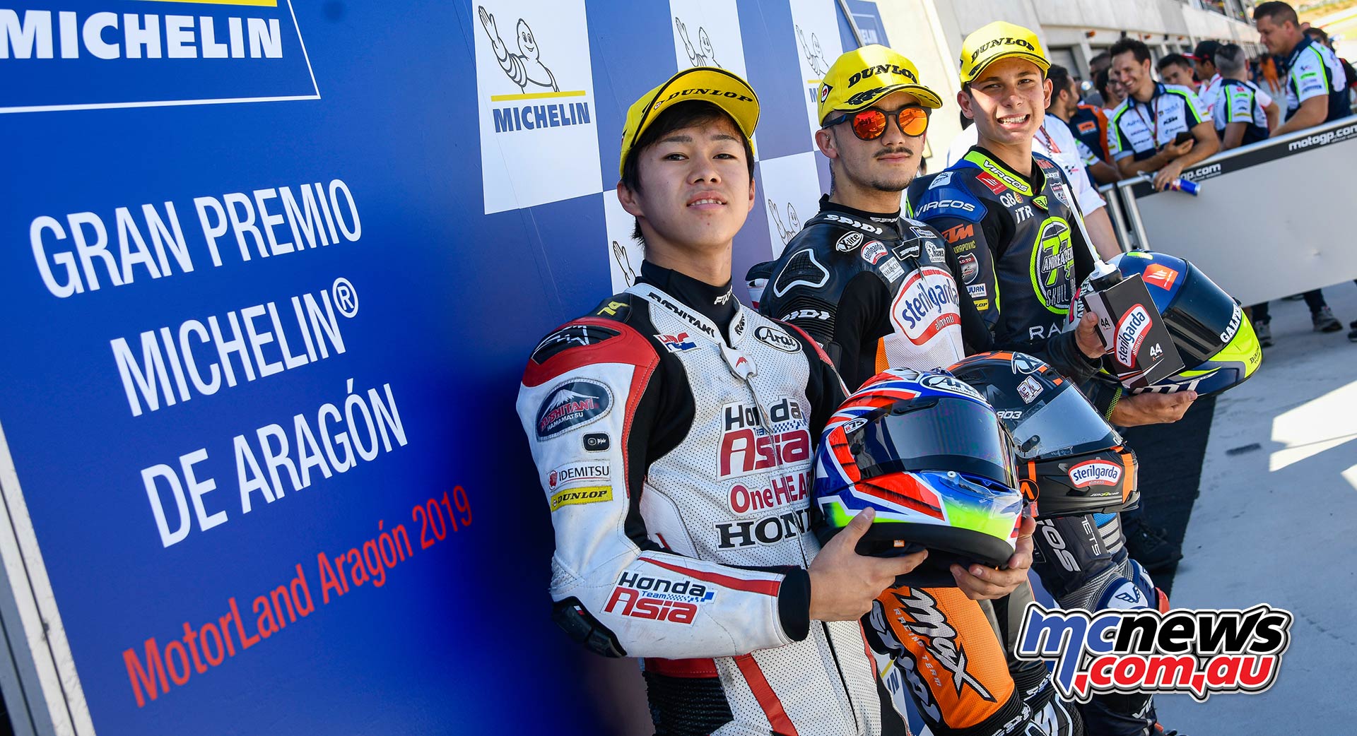 MotoGP Rnd Aragon QP Moto Front row L R Ogura Canet and Tatay MotoGP Rnd Aragon QP Moto Front row L R Ogura Canet and Tatay
