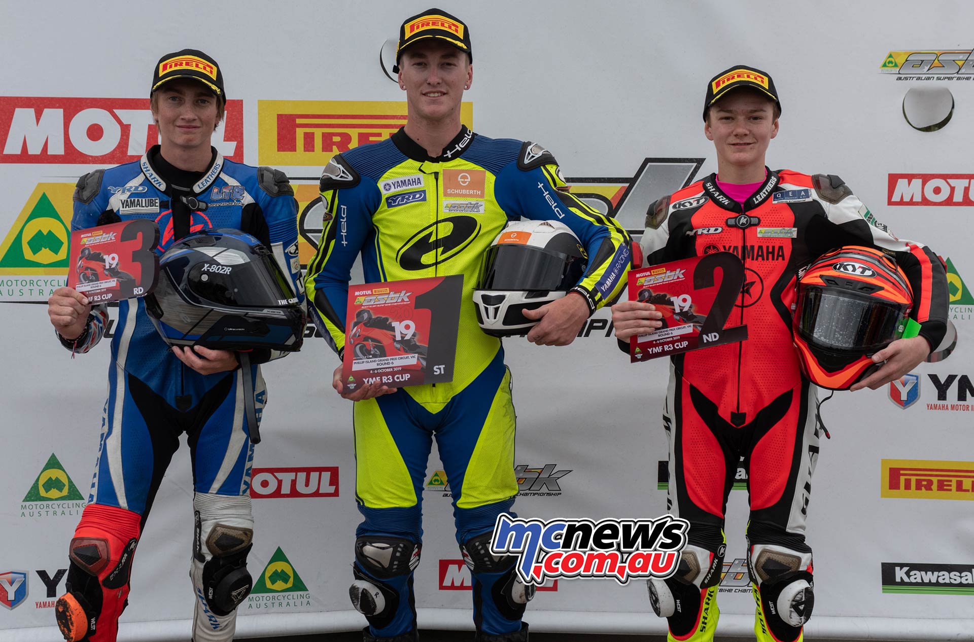ASBK Rnd Phillip Island RbMotoLens R Cup R Parc Ferme Round Winners Locy Taylor Hunter Ford Max Stauffer Sunday ASBK Rnd Phillip Island RbMotoLens R Cup R Parc Ferme Round Winners Locy Taylor Hunter Ford Max Stauffer Sunday