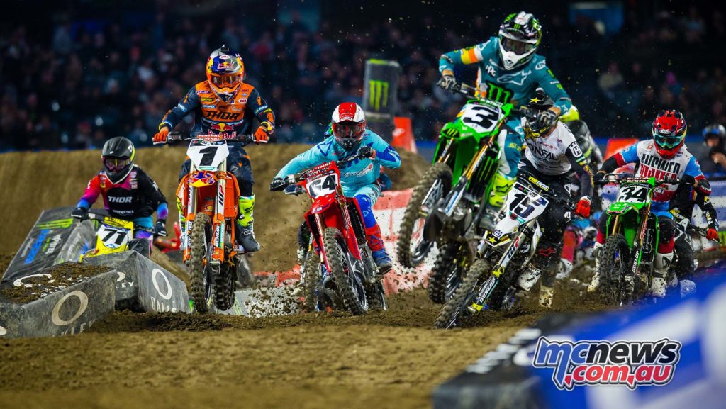 AMA SX Rnd Anaheim Starts Webb Tomac SX A Kardy